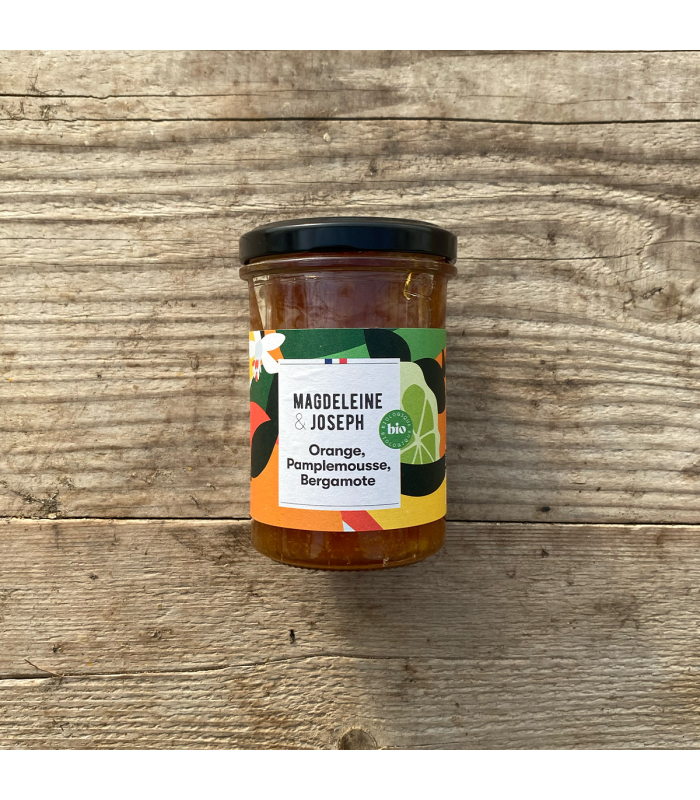 Confiture d'orange, pamplemousse et bergamote, 240g (pièce)